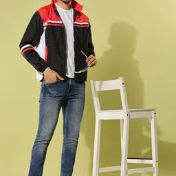 Dollar Lightweight Open Front Colorblock Men Wind Cheater image 3