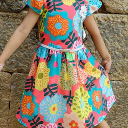 Stuffie Land Floral Print Flutter Sleeve A-Line Dress image 2