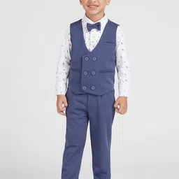 YK Boys Printed Shirt Pant Waist Coat & Bow Tie Suit Set-picture-15