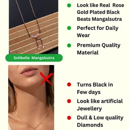 SOLIBELLE Rose Gold-Plated Artificial Stones Mangalsutra image 2
