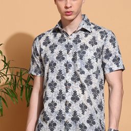 FUBAR Men Slim Fit Floral Printed Spread Collar Cotton Casual Shirt-picture-44