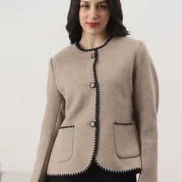 Globus Women Mock Collar Long Sleeves Single-Breasted Overcoat-image-97