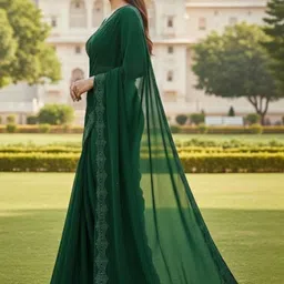 Moda Rapido Embellished Zari Poly Georgette Heavy Work Saree image 3