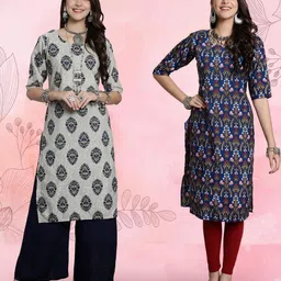 Ethnic basket Women Pack Of 2 Multicoloured Crepe Kurtas-picture-24