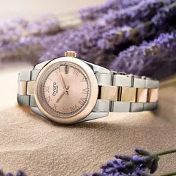 QORUM INDIA Women Embellished Dial & Stainless Steel Analogue Watch G122 Evara-Rose image 2