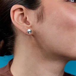 MINUTIAE Silver Plated Pearls Studded Spherical Shaped Studs image 2