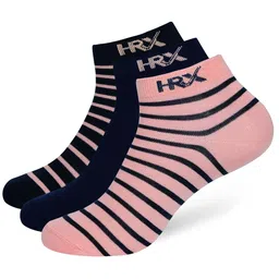 HRX by Hrithik Roshan Women Pack Of 3 Striped Cotton Ankle-Length Socks image 1