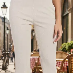 Next One Women Smart Flared Fit Bootcut High-Rise Easy Wash Corduroy Trousers image 3