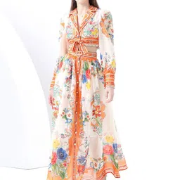 JC Collection Printed V-Neck Top With Skirt image 4