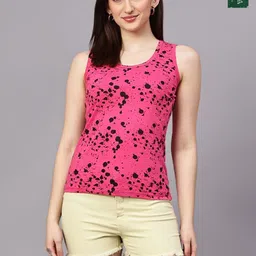 Fasha Women Pack of 2 Cotton Casual Sleeveless Round Neck Printed Tank Top-picture-28