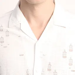 Voroxy Men Straight Cuban Collar Textured Polycotton Casual Shirt image 2