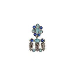NAMAN ARTS Silver-Plated Oxidised Stone Studded Jewellery Set image 3