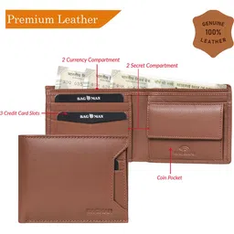 BAGMAN Men Leather Two Fold Wallet image 4