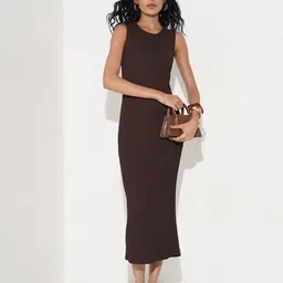 Annabelle by Pantaloons Women Self Design Round Neck Sleeveless Bodycon Midi Dress-picture-19