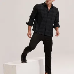 Basics Men India Slim Fit Checked Spread Collar Cotton Casual Shirt-picture-27