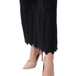 Thrifty Thread Women Striped Straight Fit Woolen Palazzos image 4