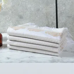 Saral Home Beige & White 4 Piece Printed Cotton 400 GSM Towel Set-picture-16