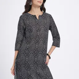 Anouk Rustic Bandhani Printed Round Neck Pure Cotton Straight Kurta-picture-10