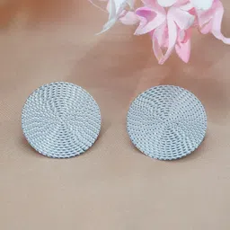 Niscka Silver-Plated Circular Shaped Studs-image-3