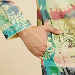 Diwas by Manyavar Floral Printed Mandarin Collar Straight Kurta image 3