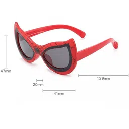 SPADEACES Unisex Kids Black Lens & Red Rectangle Sunglasses with image 3