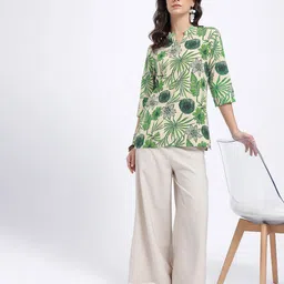 Anouk Rustic Floral Printed Mandarin Collar Straight Kurti image 3