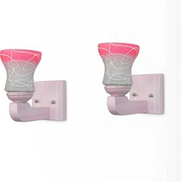 1ST TIME Pink & White Textured Glass Cylinder Shaped Decorative Wall Lamp-image-82