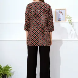 NIGHT FLOSS Women Printed Regular Pure Silk Kurti with Palazzos image 2