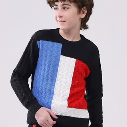 Monte Carlo Boys Cotton Self Design Colourblocked Round Neck Pullover Sweaters-picture-23