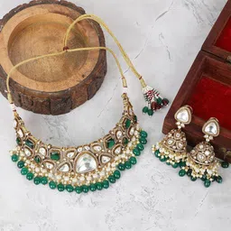 AURAA TRENDS Gold Plated Kundan Studded Jewellery Set-picture-49