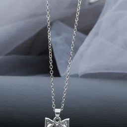 SZN Set of 2 Gold-Plated Floral Artificial Stones Studded Shaped Pendants With Chains-picture-37