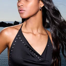 Bershka Women Solid Studded Regular Tops image 2