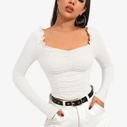 Casual Regular Sleeves Solid Women White Top-image-6