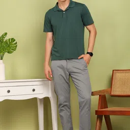 fubar Men Slim Fit Grey Pure Cotton Trousers image 3