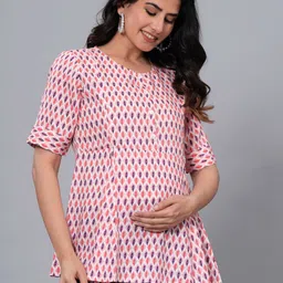 CORSICA Geometric Print Peplum Longline Top image 3