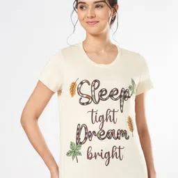 Dreamz by Pantaloons Women Printed Pure Cotton Lounge T-Shirts-image-34