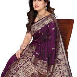 Moda Rapido Ethnic Motifs Woven Design Zari Banarasi Saree With Blouse Piece-picture-10