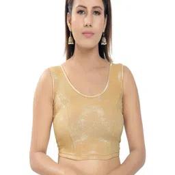KALINI Women Self Designed Round Neck Non-Padded Saree Blouse-image-5