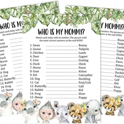 inkdotpot 50 Pack Who Said It Who is My Mommy Baby Shower Game Cards Jungle Animals Cards Invitation Card-picture-38