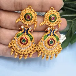 MEIRA JEWELLERY Artificial Stones Studded & Beaded Contemporary Drop Earrings-picture-14