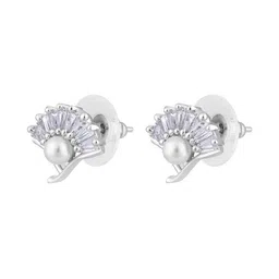 Jazz and Sizzle Rhodium-Plated American Diamond Studded Contemporary Studs image 5