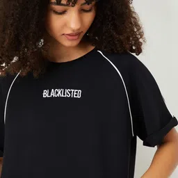 max Typography Printed Round Neck Boxy Crop T-shirt image 3