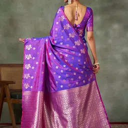 KALINI Floral Woven Design Banarasi Saree With Unstitched Blouse Piece image 2