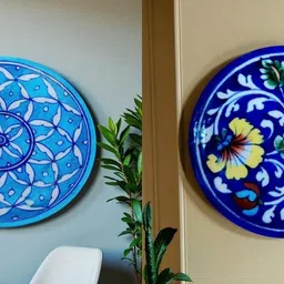 om craft villa Decorative Platter Set of 2 | Elegant Home & Table Décor Serving Plates Ceramic Decorative Platter-picture-48