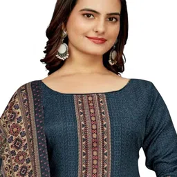 DRAVINAM Trends Ethnic Motifs Printed Sequnnied Pashmina Unstitched Dress Material image 2