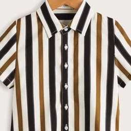 DUTT CREATION Boys Pack Of 2 Classic Striped Spread Collar Cotton Shirts image 3