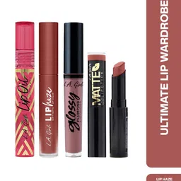 L.A. Girl Set Of 4 Lip Haze- Lip Oil- Glossy Plumping Lip Gloss & Flat Velvet Lipstick-image-50