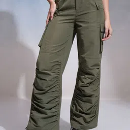CHIC BY TOKYO TALKIES Women Flared Pleated Cargos Trousers-image-28