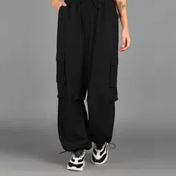 generations clothing Women Loose Fit Black Lycra Blend Trousers-picture-15