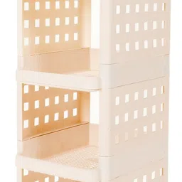 ada 4 -Tier Rolling Storage Shelf Basket Utility Cart Rack | Storage Organizer Cart Plastic Kitchen Trolley-picture-12